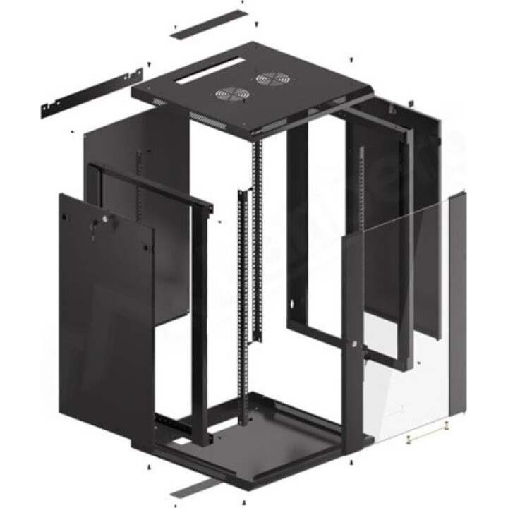 Bastidor de Pared Lanberg WF01-6618-10B 18U 60kg 19" Acero Negro IP20 Autoinstalable
