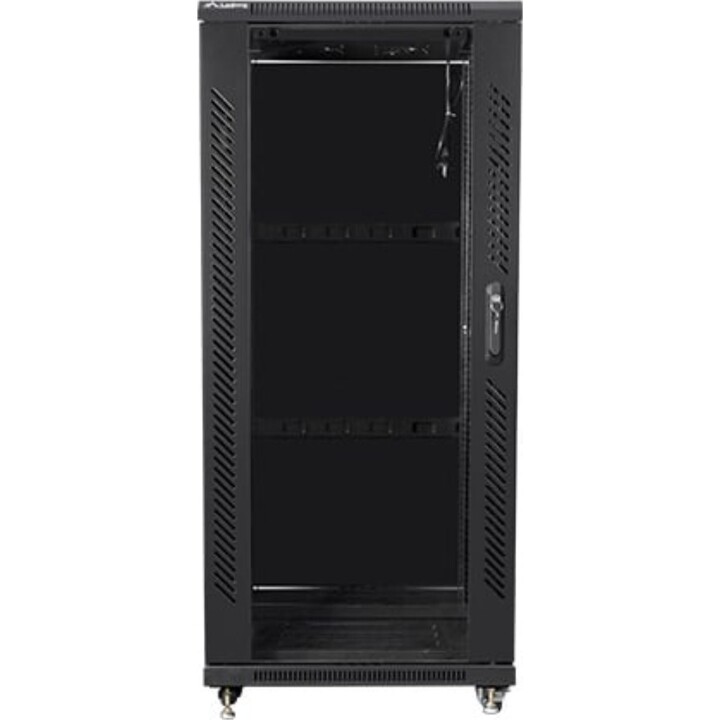 Lanberg FF01-6627-12B 27U 800kg 19'' Freestanding Rack, Black Steel, IP20, with Ventilation