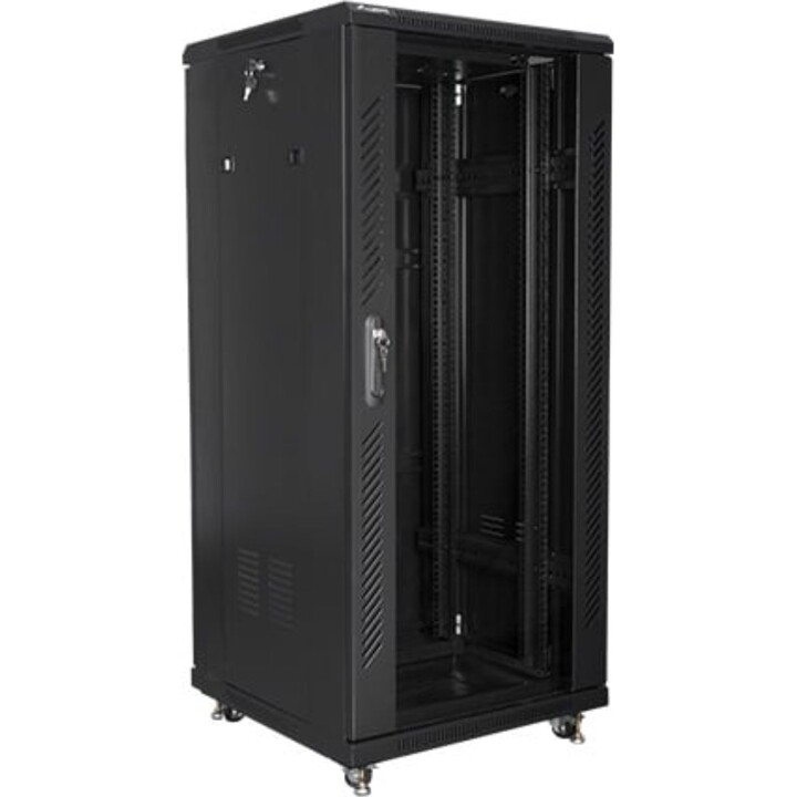 Rack independiente Lanberg FF01-6627-12B 27U 800kg 19'' Acero Negro IP20 con Ventilación