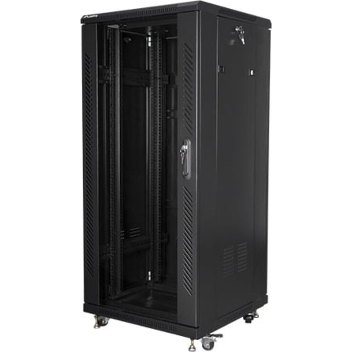 Rack independiente Lanberg FF01-6627-12B 27U 800kg 19'' Acero Negro IP20 con Ventilación