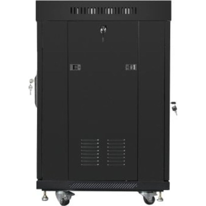 Rack Lanberg FF01-6615-12BL 15U 1200kg LCD Termostato, Vidrio Templado, Ruedas, Negro