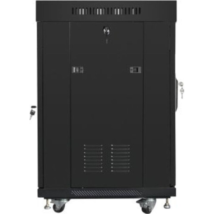 Rack Lanberg FF01-6615-12BL 15U 1200kg LCD Termostato, Vidrio Templado, Ruedas, Negro