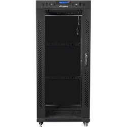 Lanberg FF01-6627-12BL 27U 600x600 LCD Standalone Rack, Tempered Glass, Black
