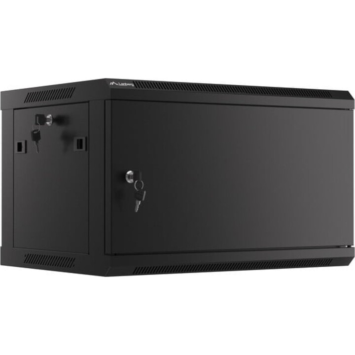 Lanberg WF01-6406-00B Rack per montaggio a parete 6U, capacità 60 kg, acciaio nero RAL9004 IP20 19"