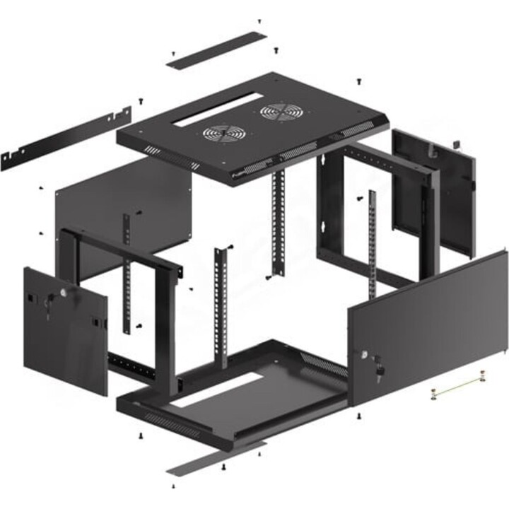 Lanberg WF01-6406-00B Rack per montaggio a parete 6U, capacità 60 kg, acciaio nero RAL9004 IP20 19"