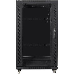 Lanberg FF01-6622-12B Armadio rack indipendente 22U, capacità 800 kg, nero, porte in vetro/acciaio, ventilazione
