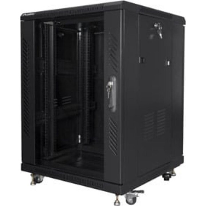 Lanberg FF01-6615-12B server rack 15U, capacità 800 kg, 19", IP20, porta in vetro e metallo, nero