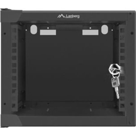 Lanberg WF10-2304-10B 4U 10\" Wall Mount Rack, Laminated Steel, Tempered Glass, IP20, Black