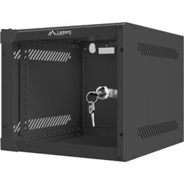 Lanberg WF10-2304-10B 4U 10" Wall Mount Rack, Laminated Steel, Tempered Glass, IP20, Black
