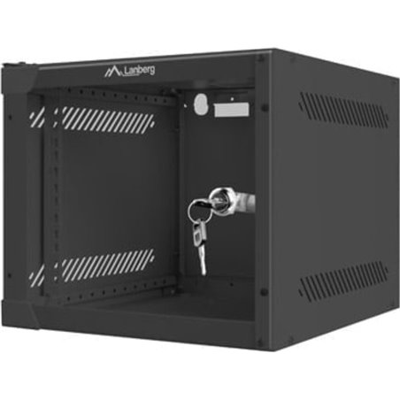 Lanberg WF10-2304-10B 4U 10\" Wall Mount Rack, Laminated Steel, Tempered Glass, IP20, Black