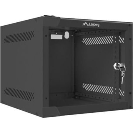 Lanberg WF10-2304-10B 4U 10\" Wall Mount Rack, Laminated Steel, Tempered Glass, IP20, Black