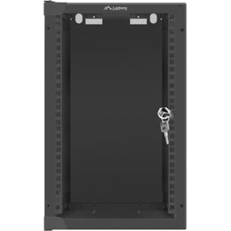 Lanberg WF10-2309-10B 9U 10" Wall Mount Rack, 20kg Capacity, IP20, Glass Door, Black