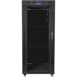 Lanberg FF01-6827-12BL V2 27U Freestanding Rack, 1200kg Capacity, 4 Fans, LCD, Thermostat, IP20, Black