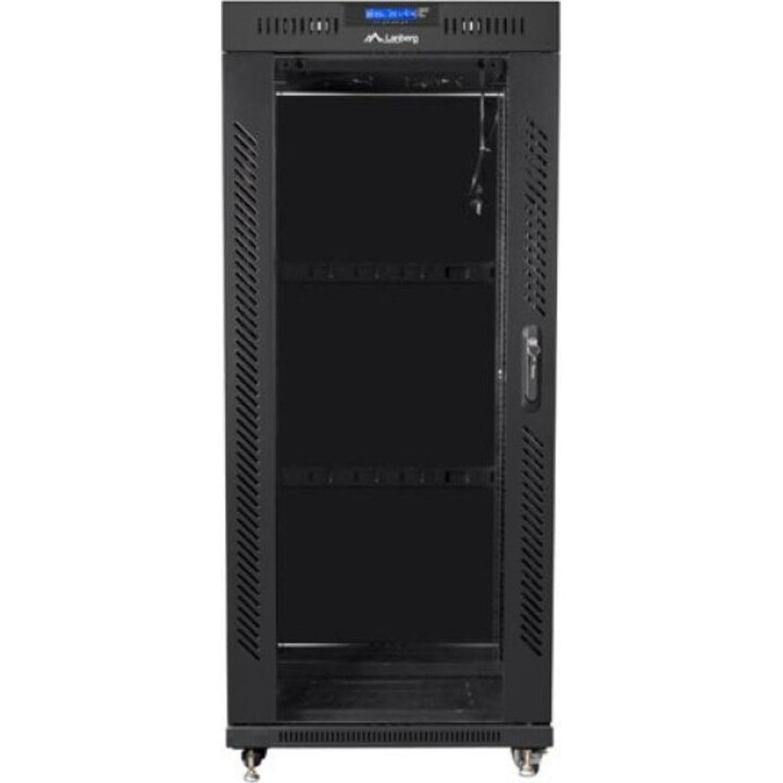 Lanberg FF01-6827-12BL V2 Rack indipendente 27U, capacità 1200 kg, 4 ventole, LCD, termostato, IP20, Nero