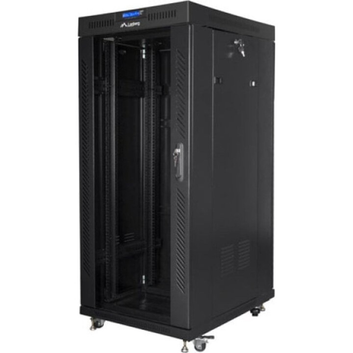 Lanberg FF01-6827-12BL V2 Rack indipendente 27U, capacità 1200 kg, 4 ventole, LCD, termostato, IP20, Nero