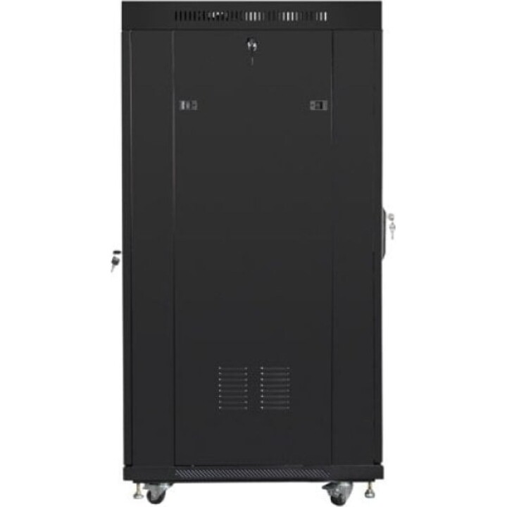 Lanberg FF01-6827-12BL V2 Rack indipendente 27U, capacità 1200 kg, 4 ventole, LCD, termostato, IP20, Nero