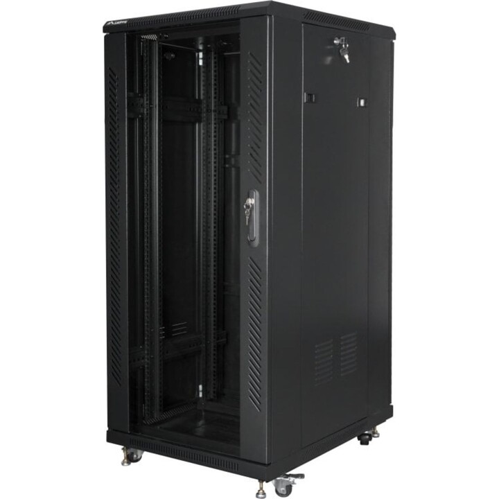 Lanberg FF01-6827-12BL V2 Rack indipendente 27U, capacità 1200 kg, 4 ventole, LCD, termostato, IP20, Nero