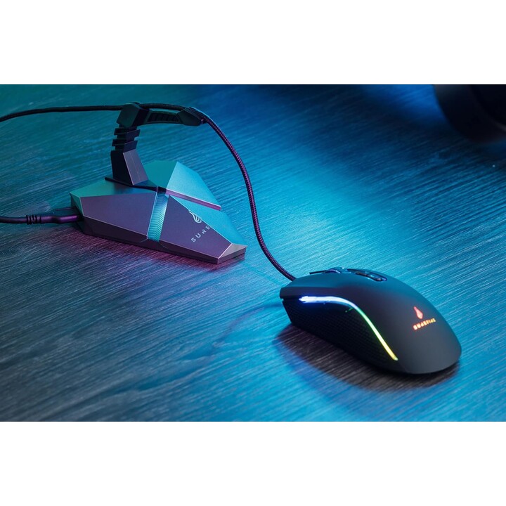 Surefire Axis Gaming support de câble souris hub USB 3.2 RGB noir