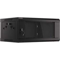 Lanberg WF01-6404-10B 4U IP20 wall-mounted rack cabinet, laminated steel with glass door, black