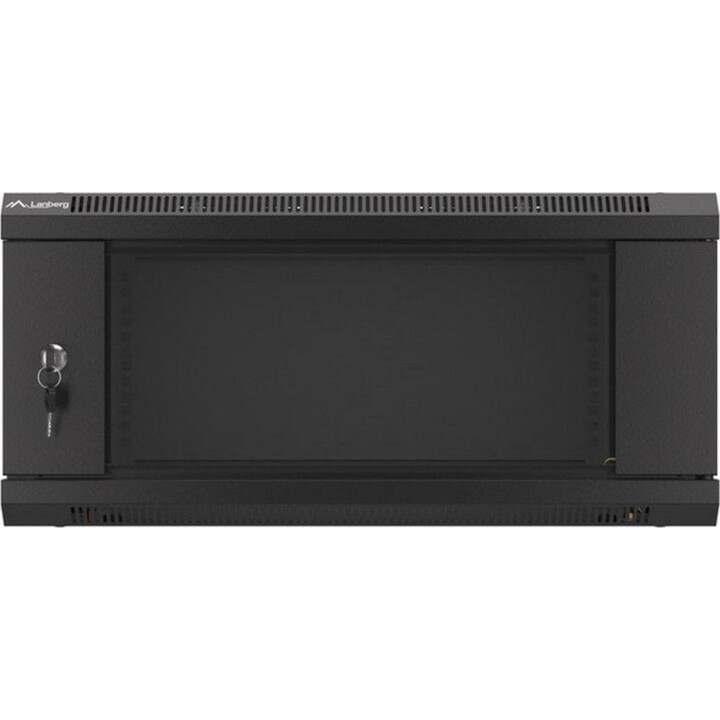 Lanberg WF01-6404-10B 4U IP20 Wand-Rackschrank, laminierter Stahl mit Glastür, schwarz