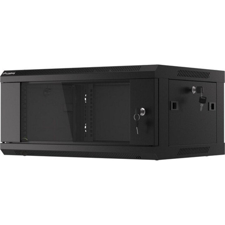 Lanberg WF01-6404-10B 4U IP20 Wand-Rackschrank, laminierter Stahl mit Glastür, schwarz