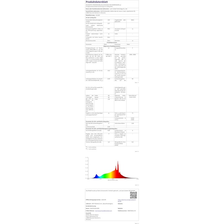 Lâmpada inteligente|AQARA|Consumo de energia 10,5 Watts|Fluxo luminoso 950 lúmens|9000 K|Bluetooth/ZigBee|LB-L02D