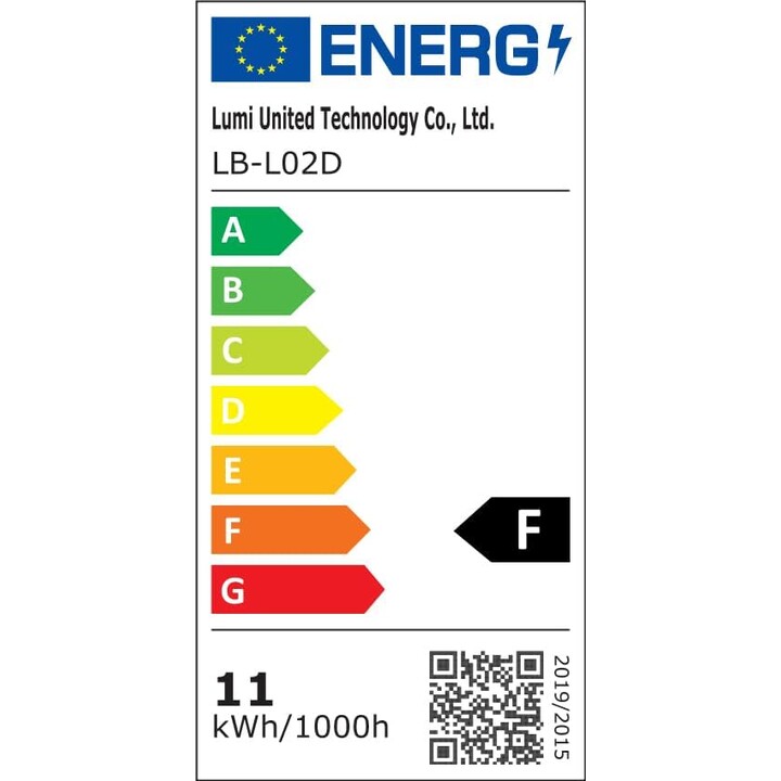 Lâmpada inteligente|AQARA|Consumo de energia 10,5 Watts|Fluxo luminoso 950 lúmens|9000 K|Bluetooth/ZigBee|LB-L02D