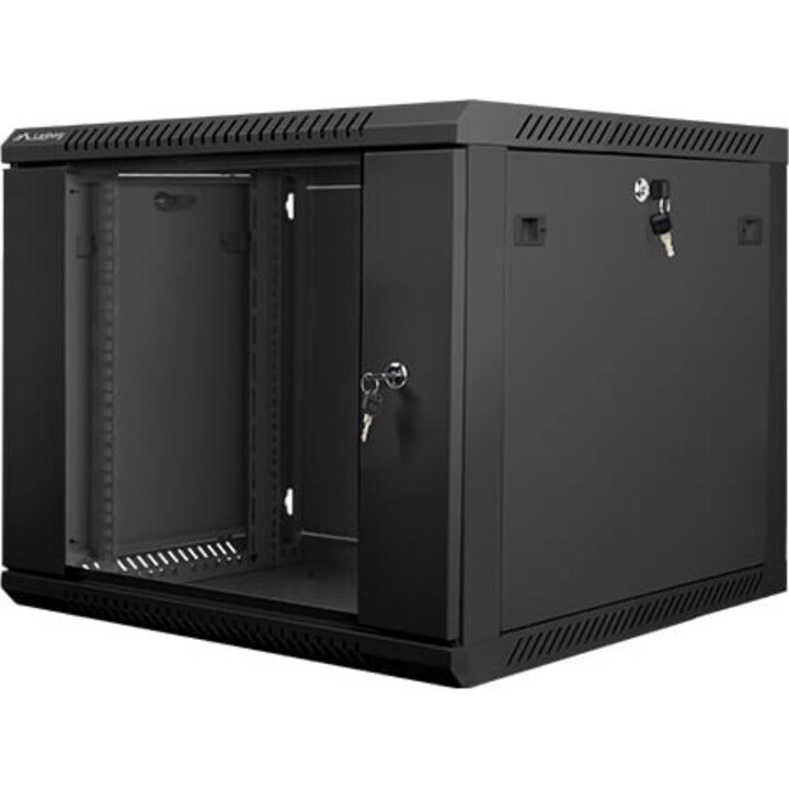 Bastidor de Pared Lanberg WF01-6609-10B 9U capacidad 60kg IP20 Acero Puerta de Cristal, Negro