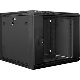 Lanberg WF01-6609-10B 9U Wandmontage-Rack, 60 kg Kapazität, IP20, Stahl, Glastür, Schwarz