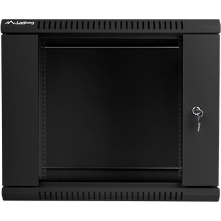 Bastidor de Pared Lanberg WF01-6609-10B 9U capacidad 60kg IP20 Acero Puerta de Cristal, Negro