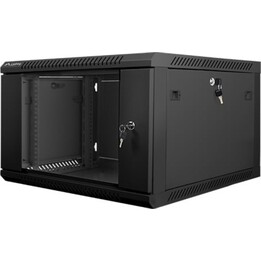 Lanberg WF01-6606-10B 6U Wandmontage-Rack, 60 kg Kapazität, IP20, selbstinstallierbares gehärtetes Glas, Schwarz