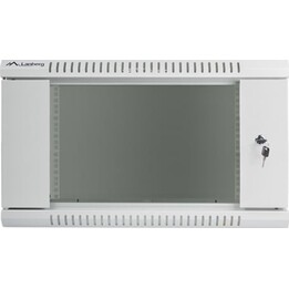 Lanberg WF01-6406-10S 6U Wall Mount Rack Cabinet 600x450x379mm Steel Grey IP20 60kg Capacity Tempered Glass