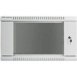 Lanberg WF01-6406-10S Armoire Rack Murale 6U 600x450x379mm Acier Gris IP20 Capacité 60kg Verre Trempé