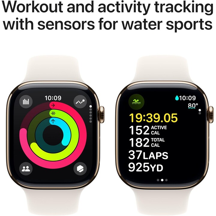 Apple Watch Series 11 GPS Cellular 46mm Cassa in titanio oro con fascia sportiva rosa blush M/L