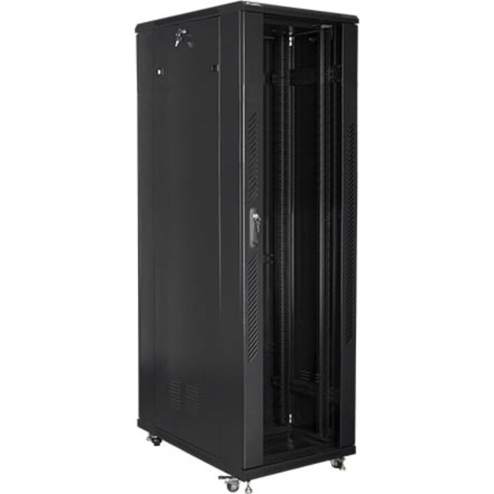 Lanberg FF01-8042-12B 42U freistehendes Rack, 800 kg Kapazität, Stahl RAL9004 IP20, 800 x 1000 x 2047 mm, Schwarz