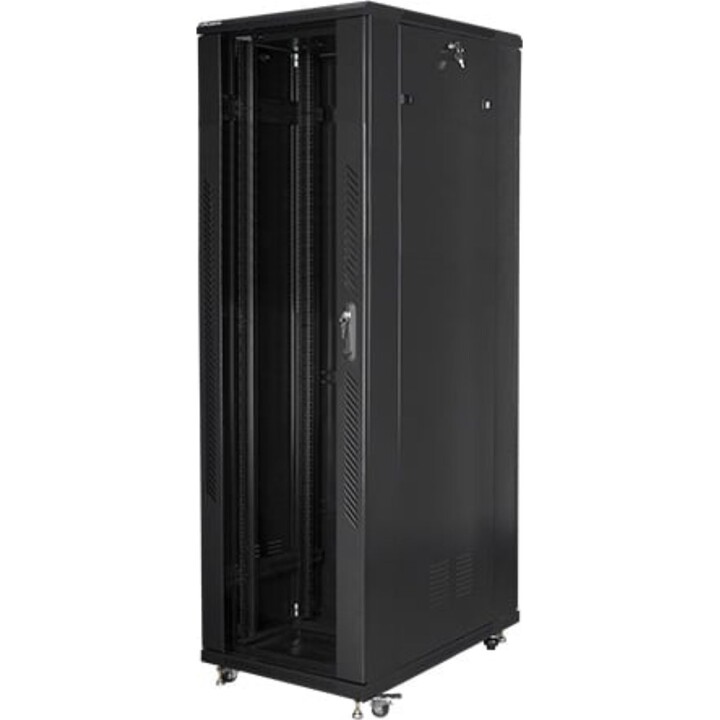 Lanberg FF01-8042-12B 42U freistehendes Rack, 800 kg Kapazität, Stahl RAL9004 IP20, 800 x 1000 x 2047 mm, Schwarz