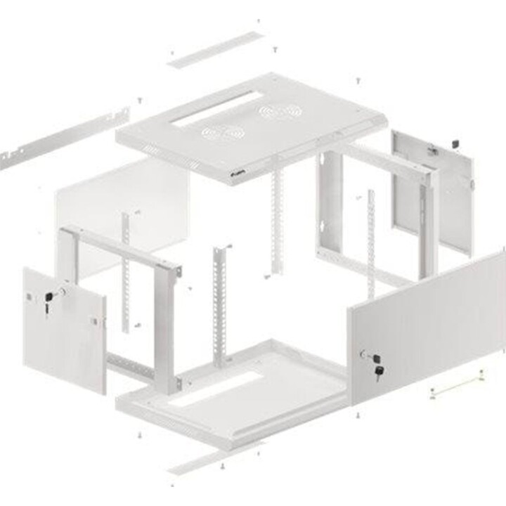 Lanberg WF01-6406-00S 19"-Rackschrank zur Wandmontage, 6 HE, 600 x 450 mm (zerlegt), Metalltür, grau