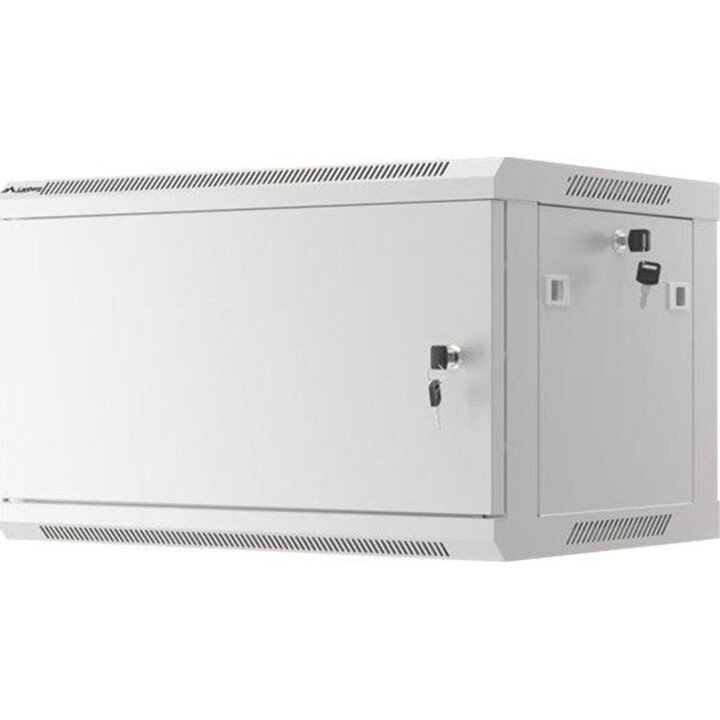 Lanberg WF01-6406-00S 19"-Rackschrank zur Wandmontage, 6 HE, 600 x 450 mm (zerlegt), Metalltür, grau