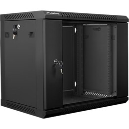 Lanberg WF01-6409-10B 9-HE-Wandmontage-Rack, 60 kg Kapazität, schwarzer Stahl, IP20, 19 Zoll gehärtetes Glas
