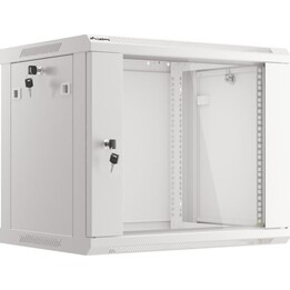 Lanberg WF01-6409-10S 9U Wandmontage-Rack, 600 x 450 x 512 mm, gehärtetes Glas, grau, IP20, 60 kg Tragkraft