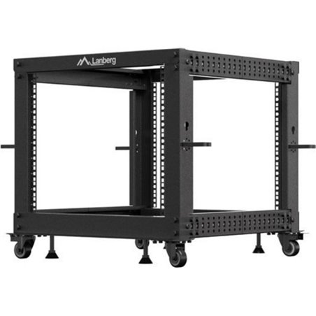 Lanberg OR01-6109-B Rack independente 9U, capacidade de 600 kg, trilhos, rodas, preto