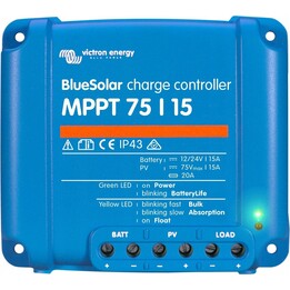 Victron Energy MPPT 75/15A, contrôleur de charge solaire avec gestion intelligente de la batterie pour les systèmes d'alimentati
