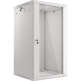 Armário de rack de montagem em parede Lanberg 19" 22u/600x600 (pacote plano) com porta de vidro cinza v2