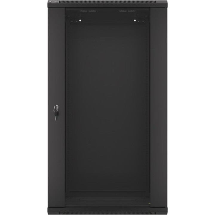 Lanberg Armario rack 19" para pared 22u/600x450 (paquete plano) con puerta de cristal negro v2