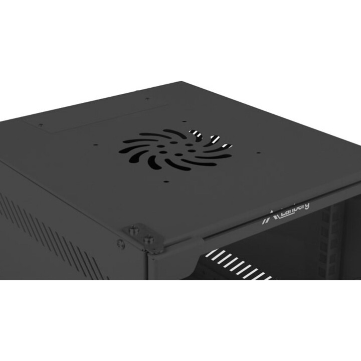 Armário de rack de montagem em parede Lanberg 10" 12u/280x310 (pacote plano) com porta de vidro, preto