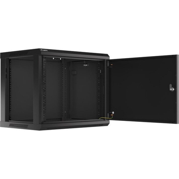 Lanberg Armadio Rack da Parete da 19" 9U/600x450 Automontante con Porta in Metallo Nero (Confezione Piatta)