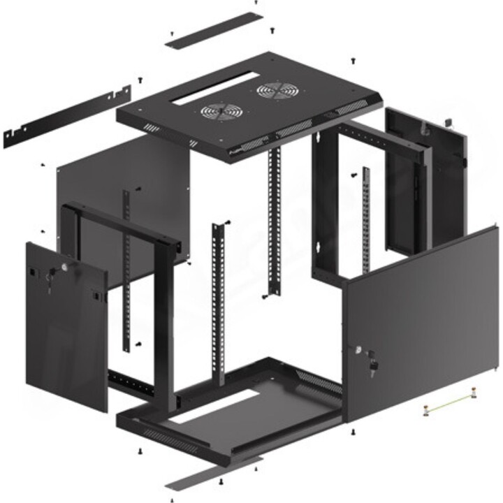 Lanberg Armadio Rack da Parete da 19" 9U/600x450 Automontante con Porta in Metallo Nero (Confezione Piatta)