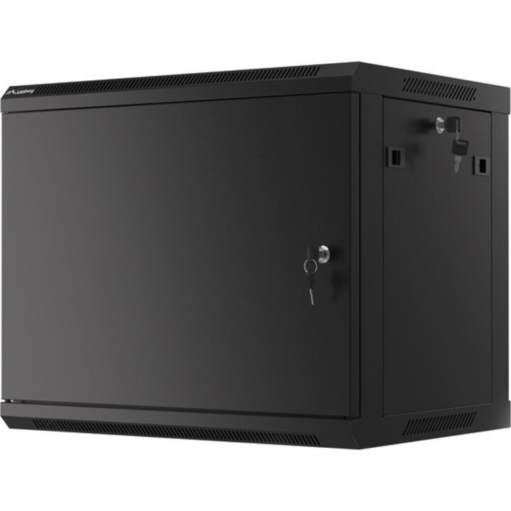 Lanberg Armadio Rack da Parete da 19" 9U/600x450 Automontante con Porta in Metallo Nero (Confezione Piatta)