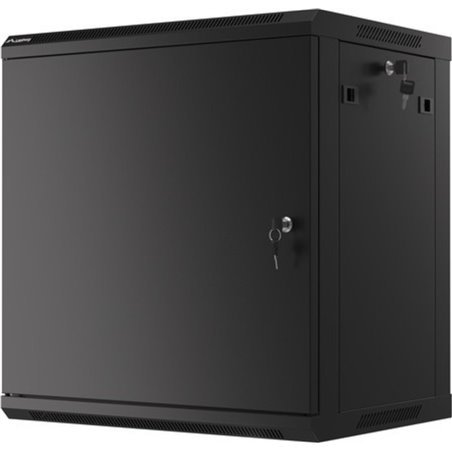 Armoire rack murale Lanberg 19\" 12U/600x450 à monter soi-même avec porte en métal noir (paquet plat)
