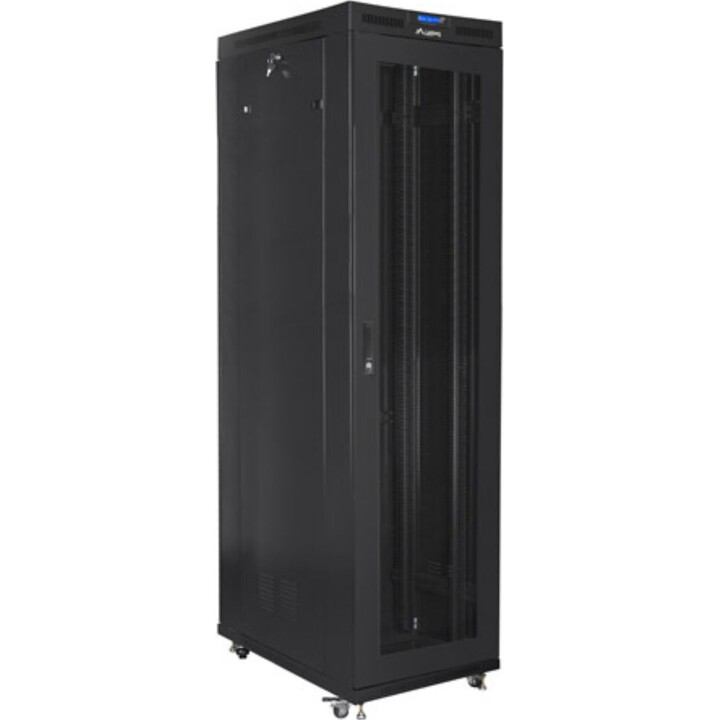 Gabinete de rack autoportante Lanberg 19" 47u/800x1000 (pacote plano) com porta de malha LCD preto v2